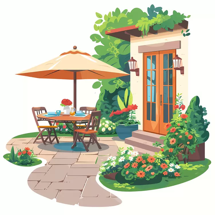 Umbrella Patio Lawn Flower pots Gardening