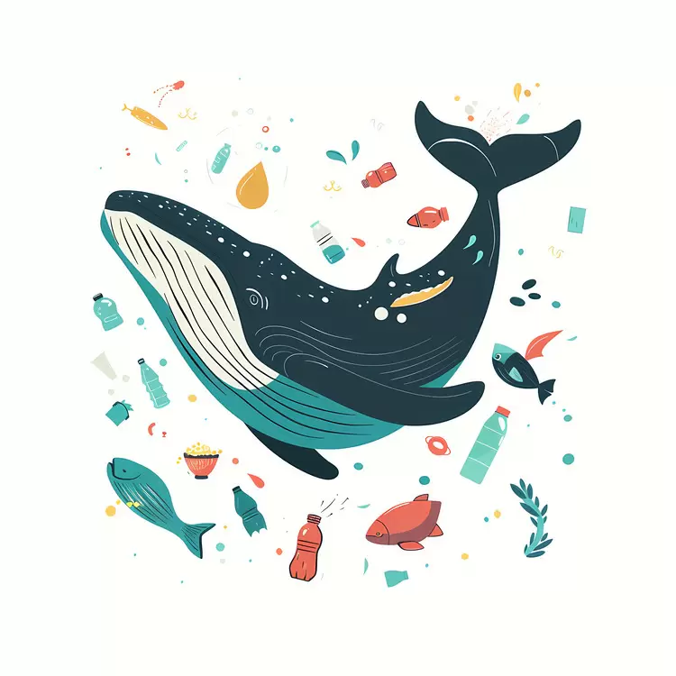 Seascape with Trash Environment Ocean pollution Marine Life