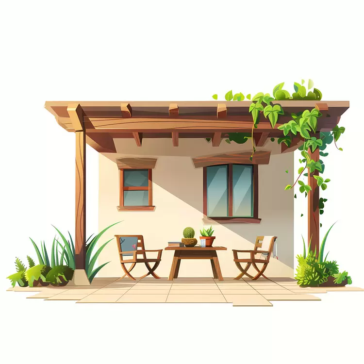 House backyard patio green furniture barbecue