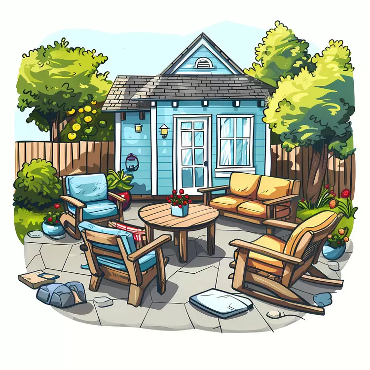 coloring picnic furniture patio cartoon