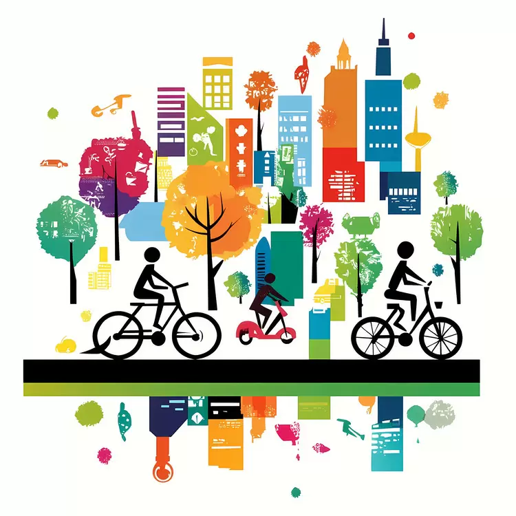 skylines urban colorful World Carfree Day trees
