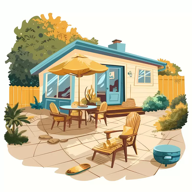 vintage garden House backyard patio retro furniture