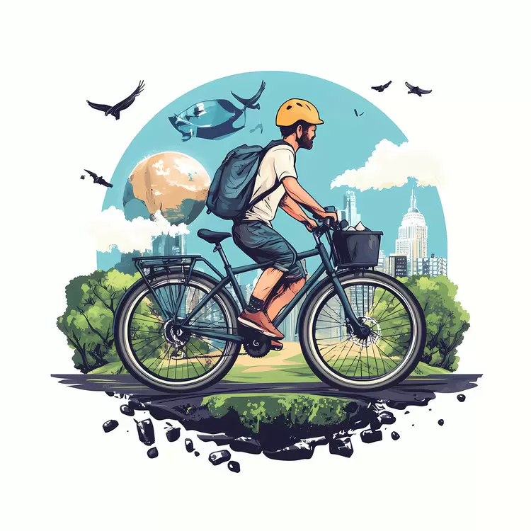 adventure hiker bicycle rider hiking trail urban landscape