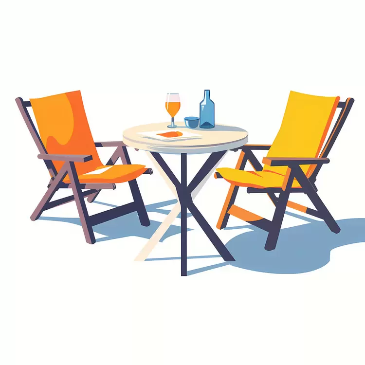 vector beer bottle glasses yellow chairs orange table