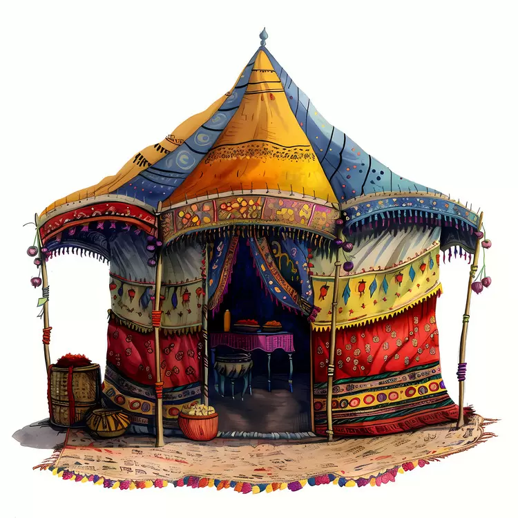 rugs exotic Indian bazaar tent colorful textile
