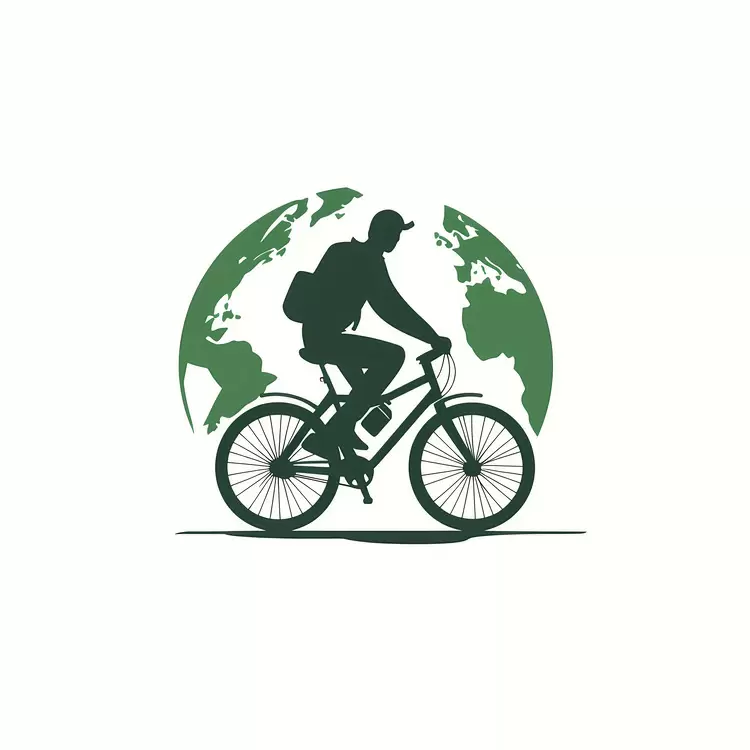adventure biking man on bike bicycle icon globe logo
