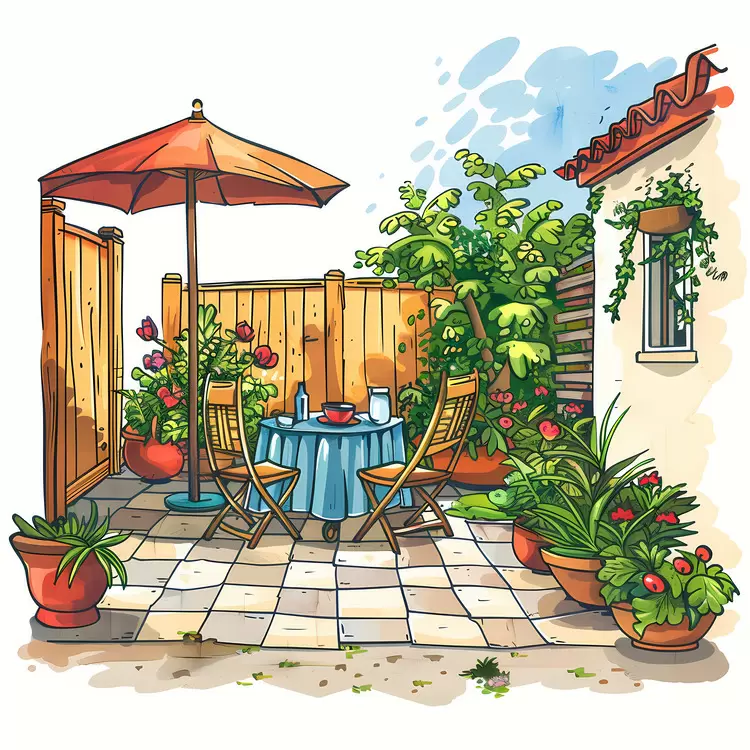 Planters Flowers House backyard patio Chairs Plants