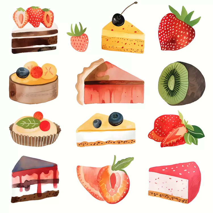 Blackberries Sweet Treats Kiwi Cakes Strawberry