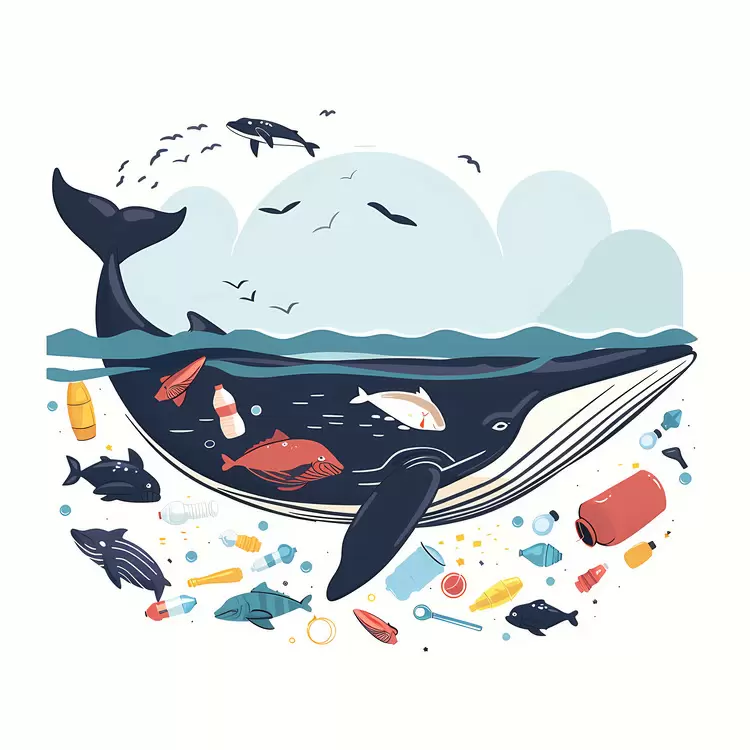 plastic garbage oceanic whale fishing nets