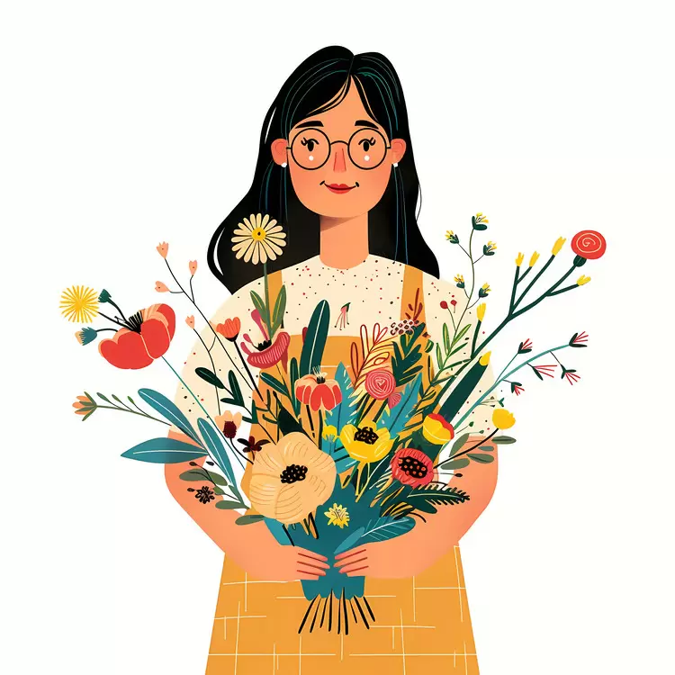 Florist holding bouquet holding flower bouquet happy