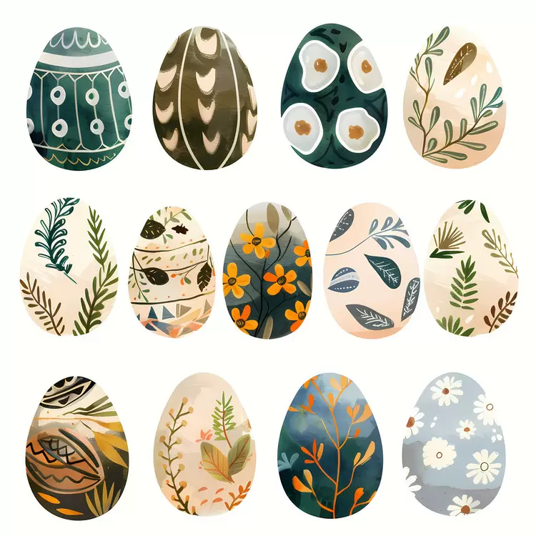 floral Easter eggs watercolor spring botanical