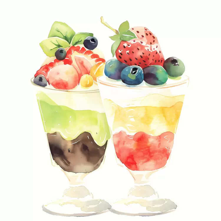 berries watercolor whipped cream sweet treat Dessert