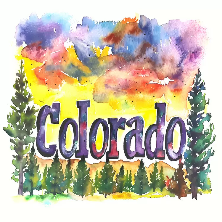 cloudscape Colorado mountain art watercolor painting