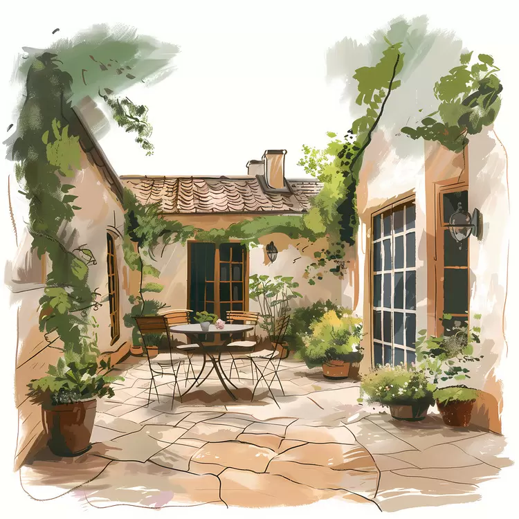 terrace courtyard vintage House backyard patio