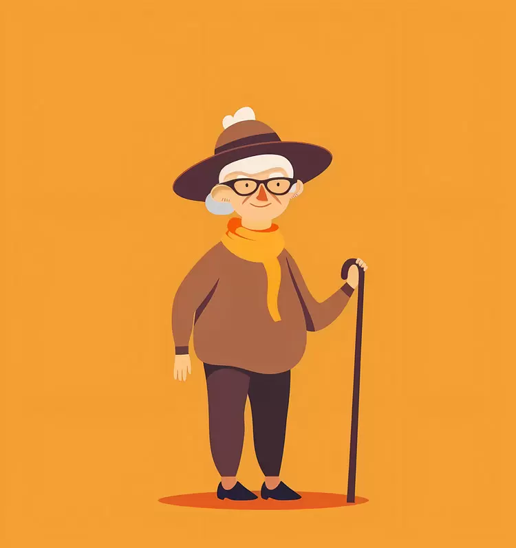 elderly woman with cane older female character geriatric patient older person elderly woman with walker