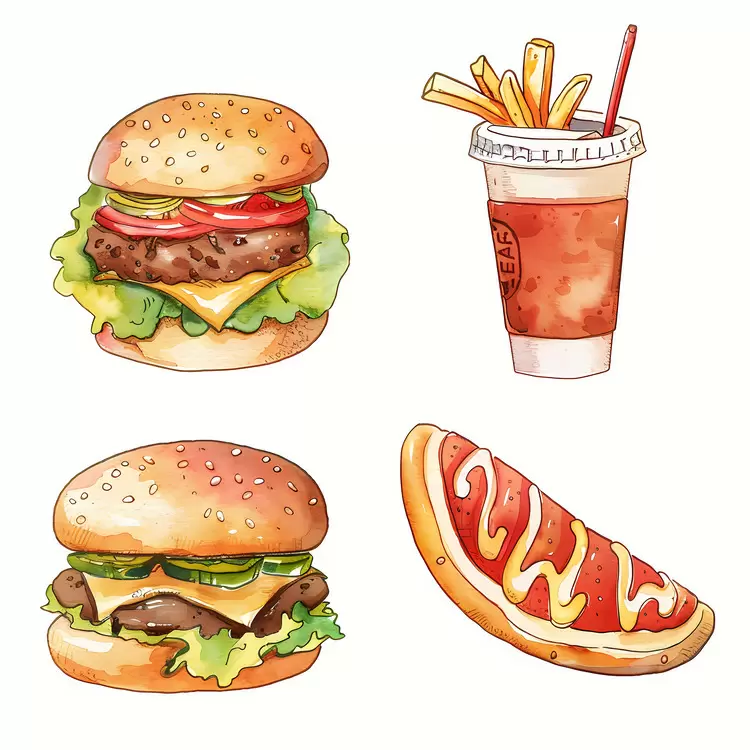 burger milkshake pickles onions ketchup