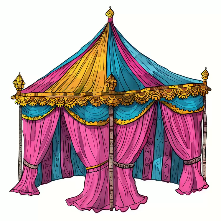ornate colorful tent whimsical gilded