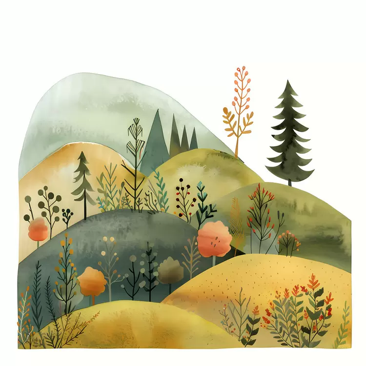 foliage yellow hills orange vibrant colors