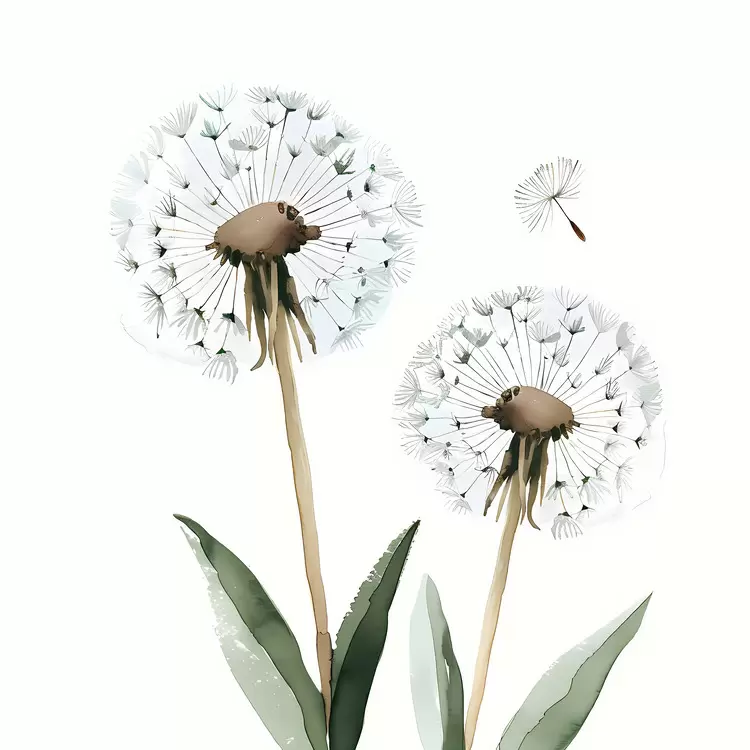 watercolor illustration dandelion pollination nature artistic style