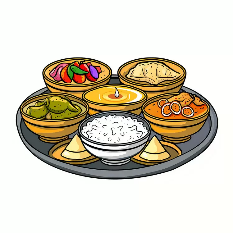 Vegetables Cardamom Puja Thali Indian food Onion
