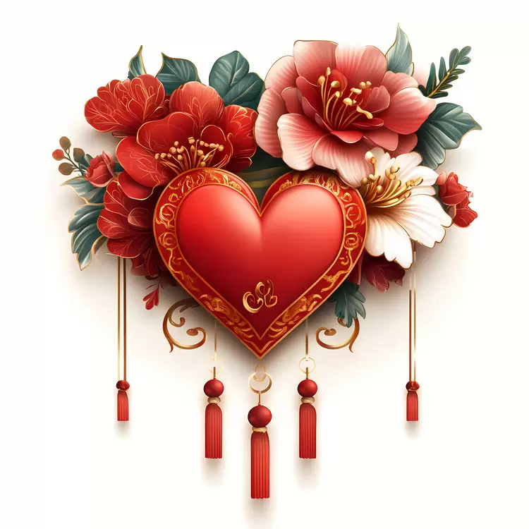 Chinese Valentines Day red bouquet rose vintage