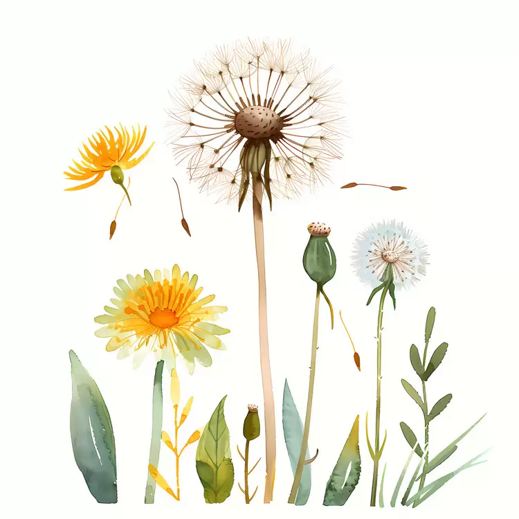green Dandelion seed pod wild plant flower