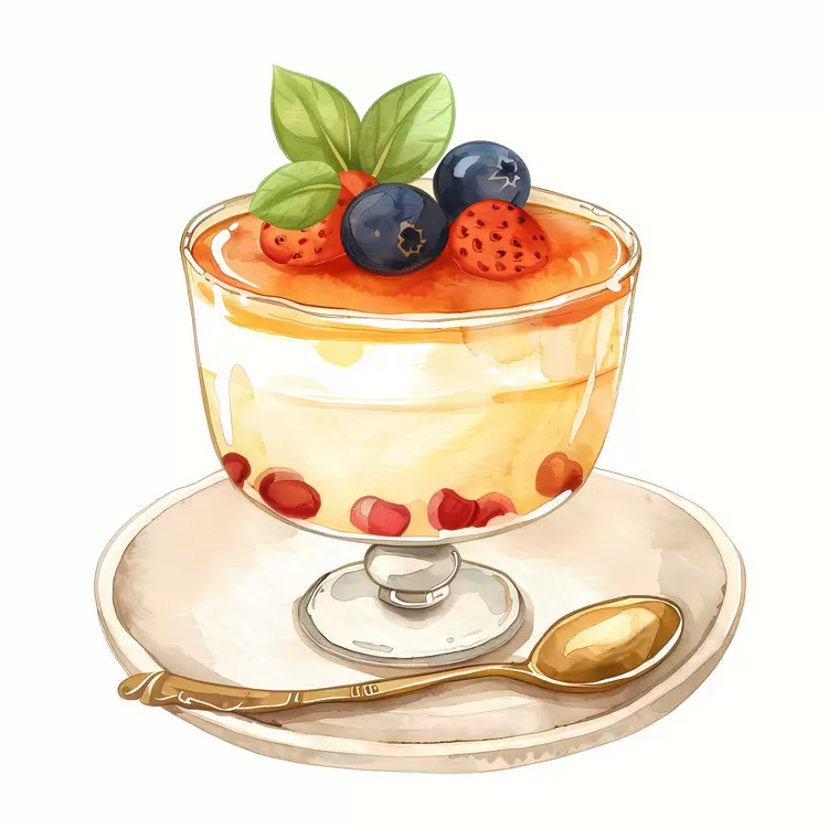 fruit dessert Pudding white plate custard