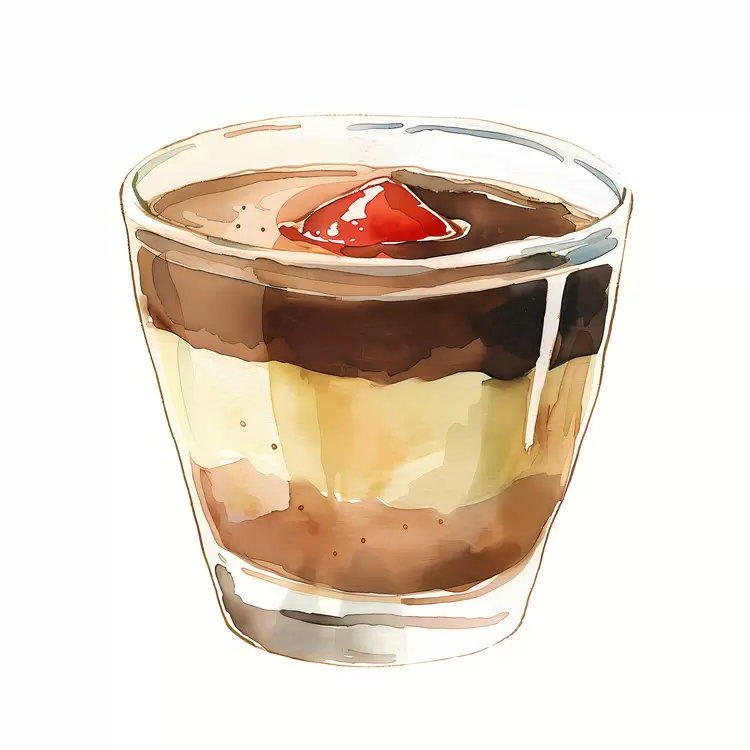 Watercolor Bold Sweet Dessert Pudding Art Nouveau