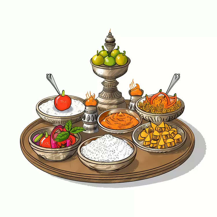 home decor carved wooden bowl dishes Puja Thali vegetables