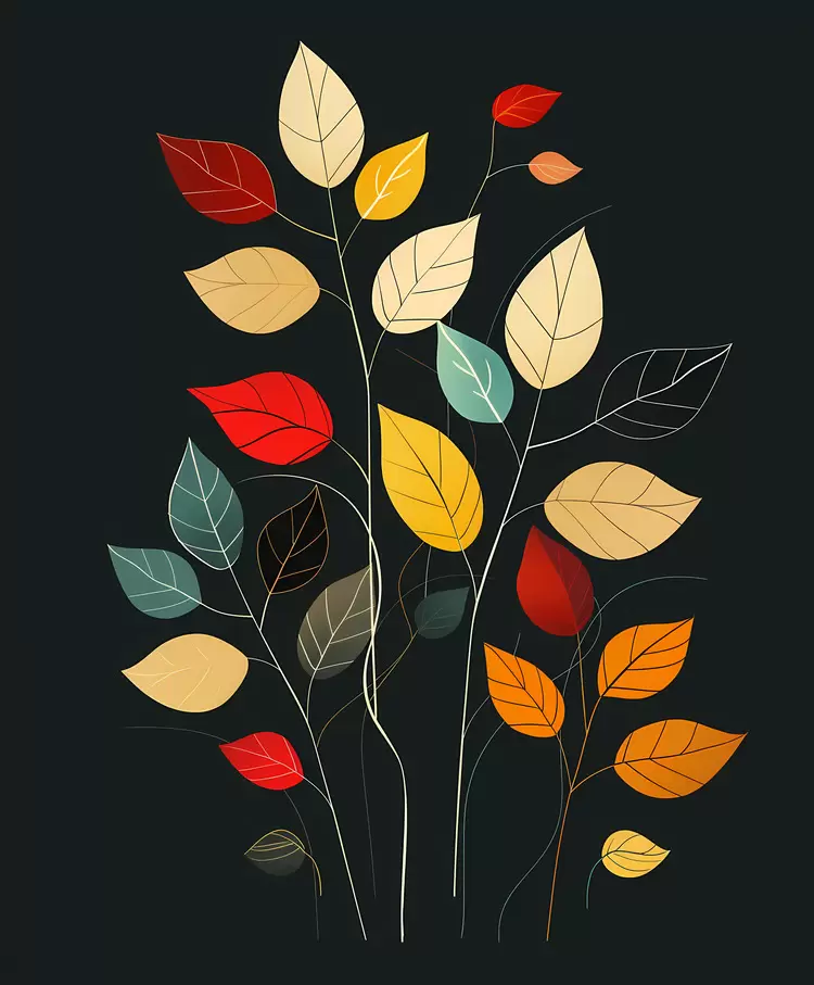 Nature art Colorful autumn Bold colors Botanical illustration Autumn foliage