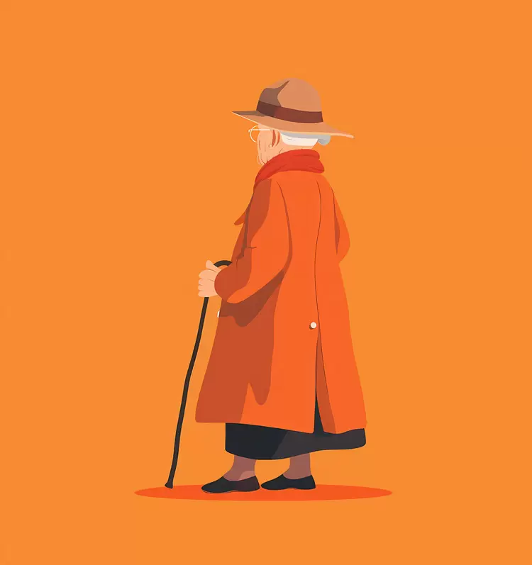 elderly person elderly man stooped posture cane user grandmother