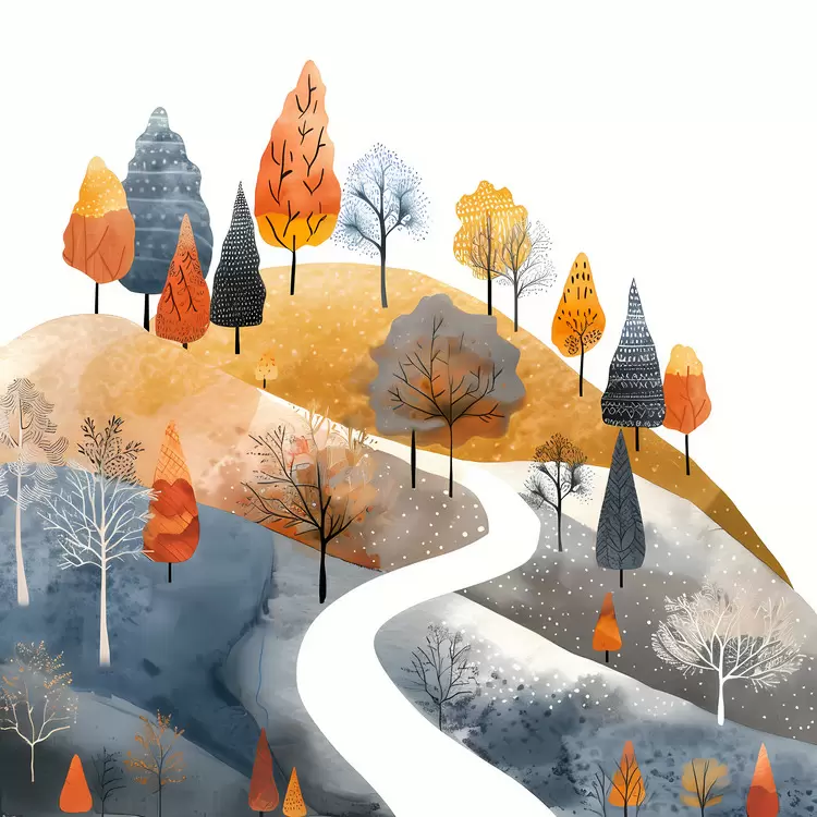 Mountainous Leaves Forest Seasonal Scenic