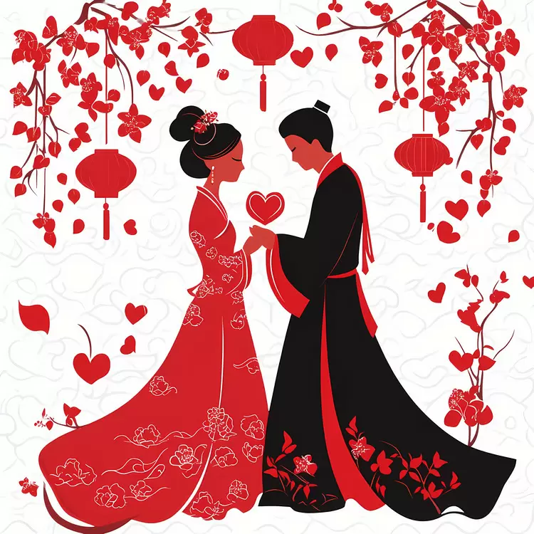 red and black chinese wedding qingming love traditional clothing