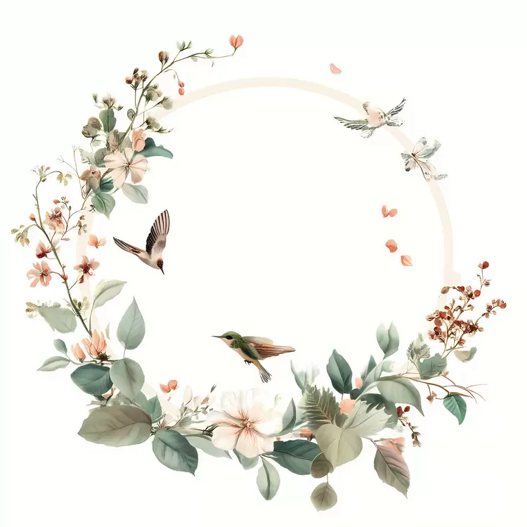 Watercolor Wedding Invitation August Spring Decoration Birds