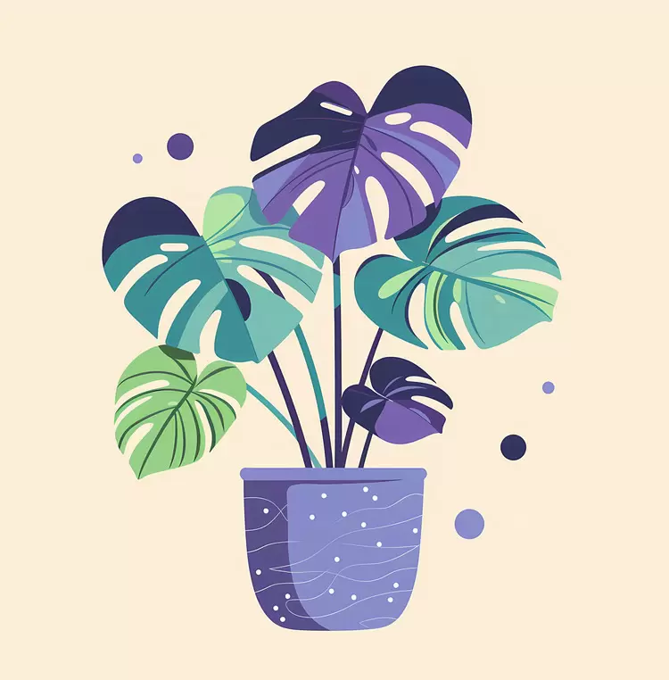 Garden design monstera plant Leaves Greenery Nature illustration