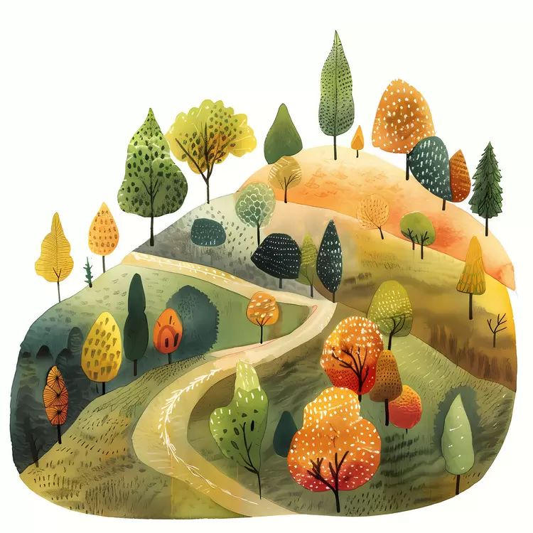 Hillside trails Landscape Autumn foliage Roads