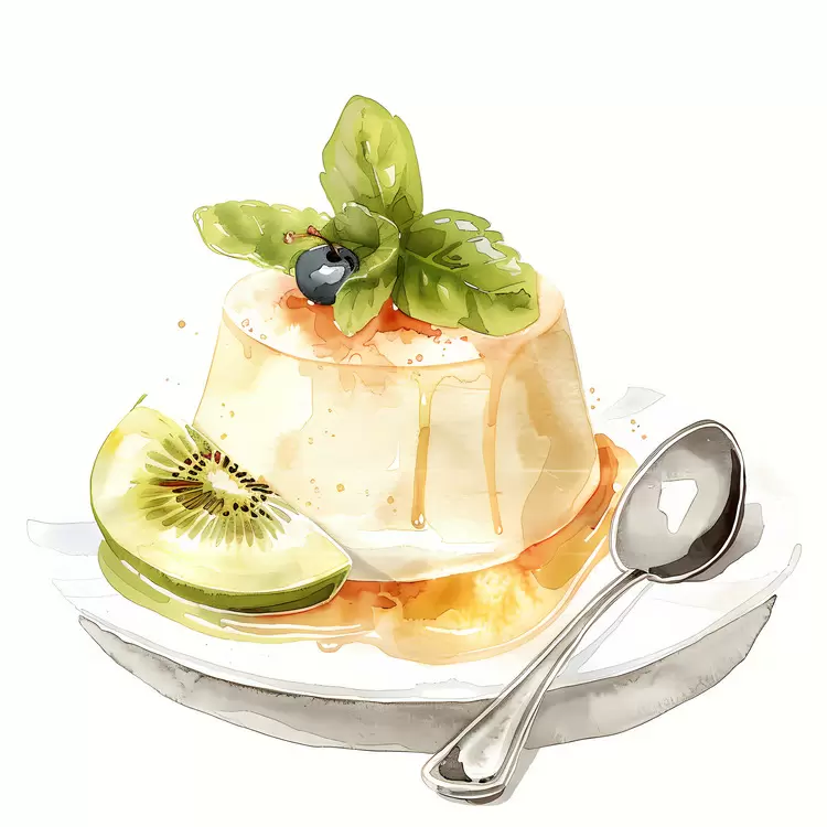 White Background Food Art Spoon Watercolor Fruit Slices