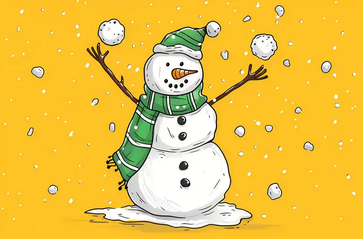 happy snowball hand drawn snowflakes snowman