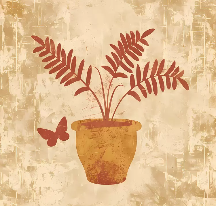 earthy flowerpot fibrous fern potted plant