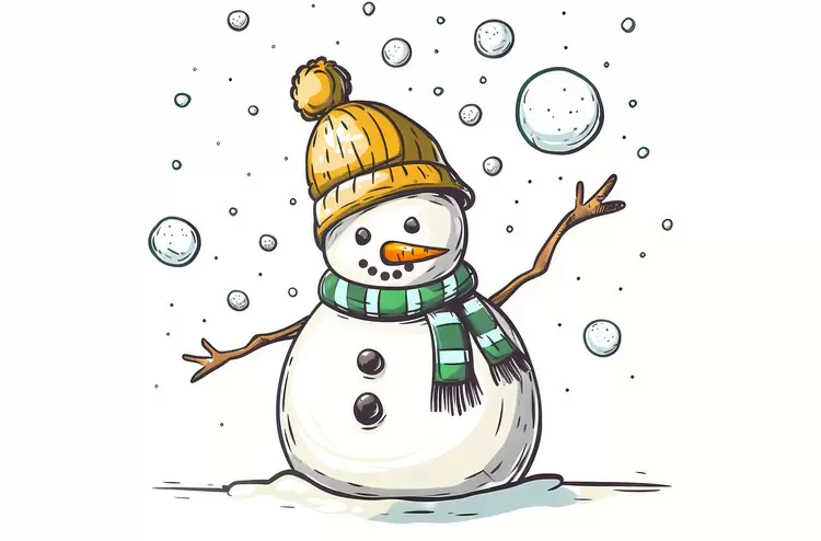 winter green gloves snowball snowman