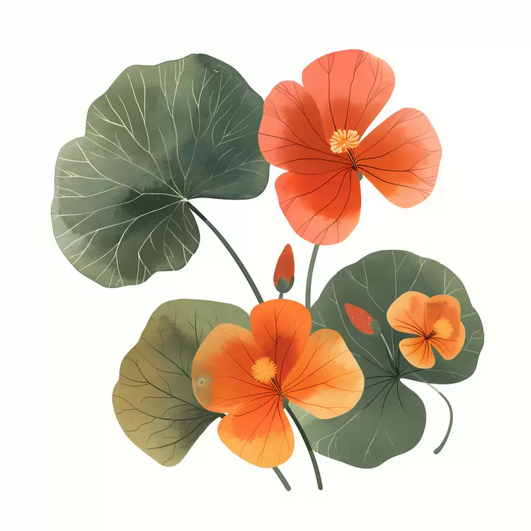 simple green leaf orange delicate artistic