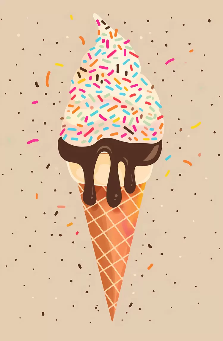 Mouthwatering Sweet ice cream cone Delicious