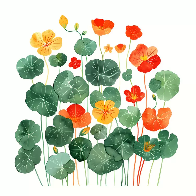 Summer Vibrant Green Nasturtium Nature