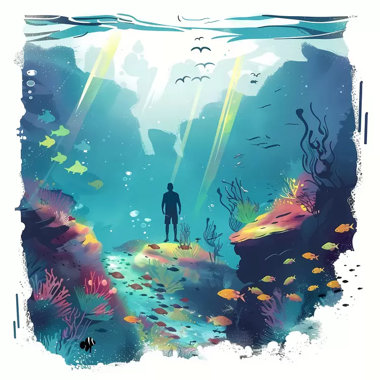 Sunlight Seascape Scuba diving Coral reef School of fish