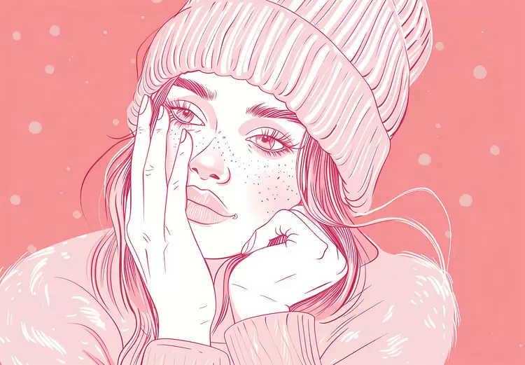 portrait person girl winter knit hat