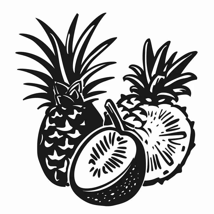 pineapple black and white retro simple vintage