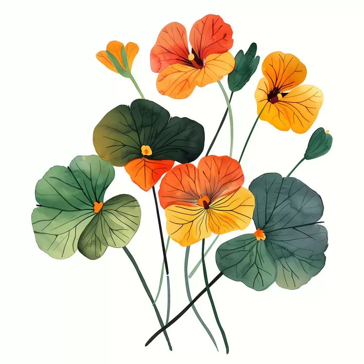 blooms yellow delicate green watercolor