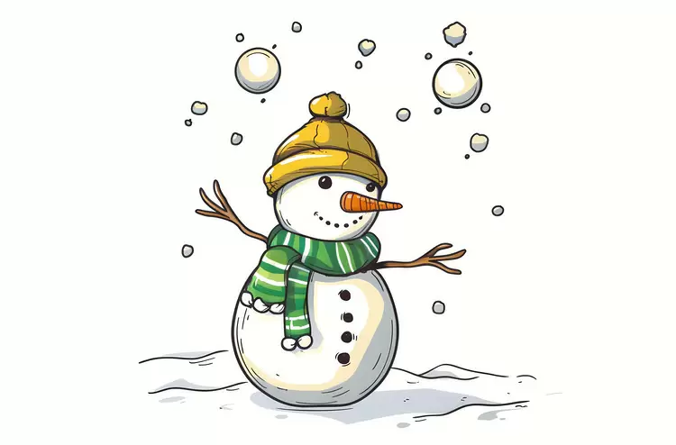snowman white beard hat snowball