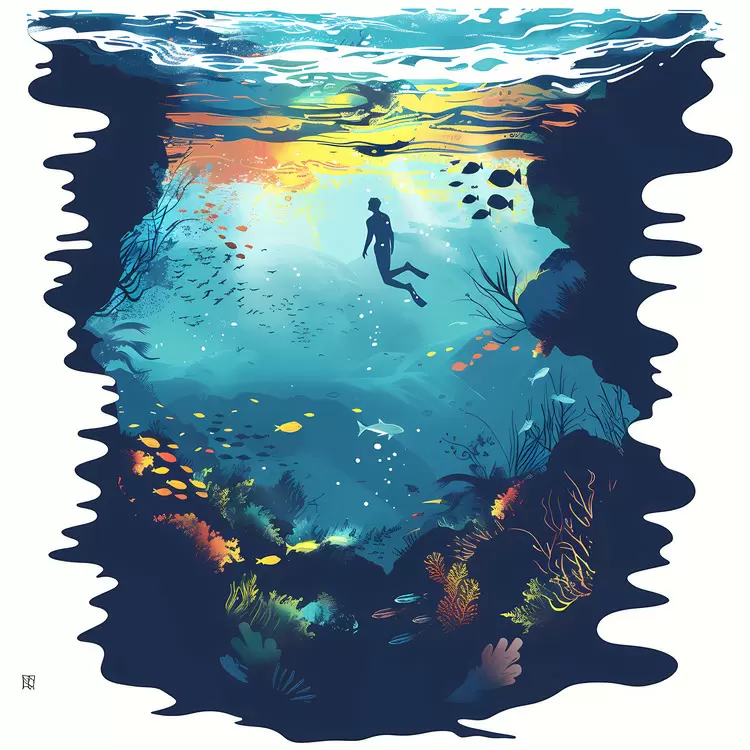 colorful coral Underwater Seascape Ocean blue water