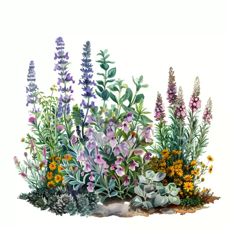 Fresh and fragrant Herb Garden floral bouquet Flowers in a pot On a table